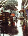 Sidewalk in Rain, Paris, France