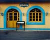 Yellow Wall, Two Blue Arches, Rhodes, Greece